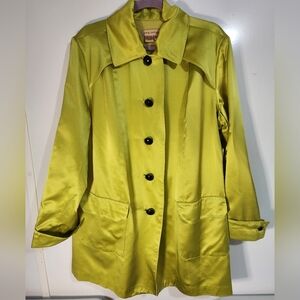 Women's Lime Green Silk Coat. Size 1x